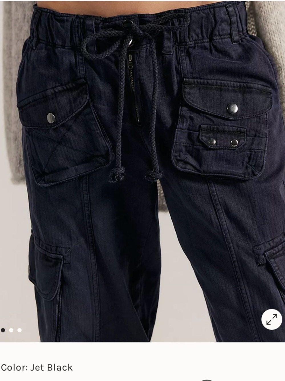 FREE PEOPLE Tahiti Cargo Pocket Utility Pants - Black and Dusty Rose - Picture 12 of 12